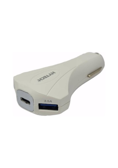 Hytech Hy-Xq55 Type-C + Çift Usb Çıkışlı Çakmak Şarj 7A Beyaz