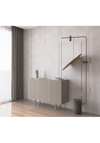 Enwood Capella Kum Taşı Rengi Mdf 3 Kapaklı Raflı 120 Lık Konsol