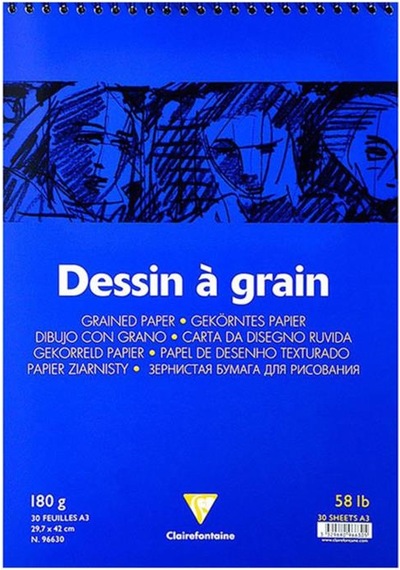 Clairefontaine Dessin a Grain Spiralli Çizim Bloğu 180g 30 Y A3