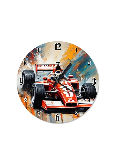Kırmızı F1 Yarış Arabası Tasarım Duvar Saati Kırmızı