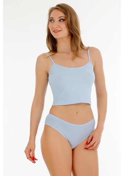 Sensu Kadın Fitilli Kumaş İp Askılı Büstiyer Bikini Külot Set - Bbt300 Mavi Mavı