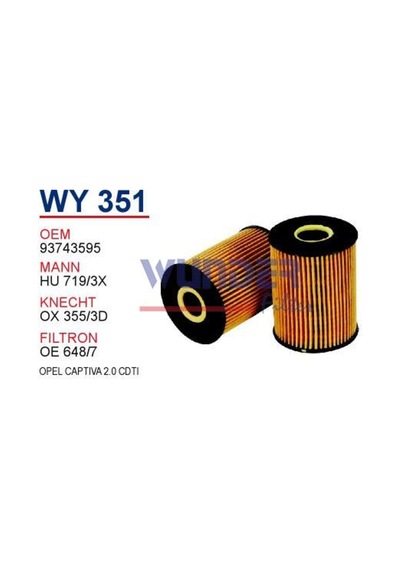 Wunder Wy351 Yag Filtresi - Chevrolet Captiva 2.0 Cdti, Antara 540123394
