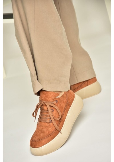 Fox Shoes T811845302 Taba Süet Kalın Tabanlı Kadın Ayakkabı Taba-süet Taba