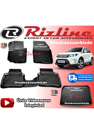 Suzuki Vitara 3D Paspas + Bagaj Havuz Siyah 2016 Sonrası Rizline