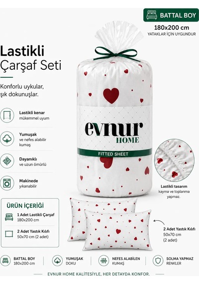 Evnur Home Kalpli Lastikli Çarşaf Seti Battal Boy Çok Renkli