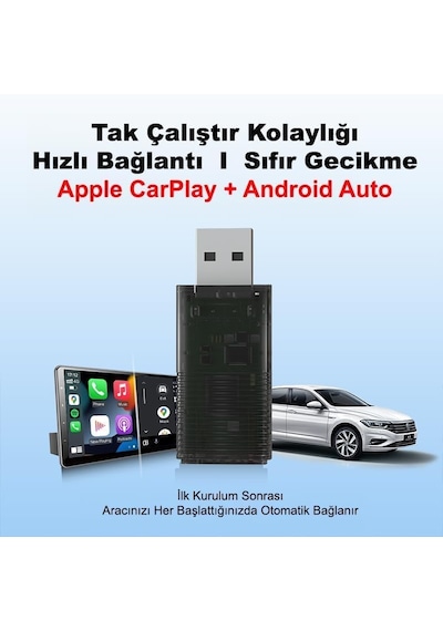 Everbox Mini Pro Duo Kablosuz Apple Carplay Ve Android Auto Adaptörü, 2'si 1 Arada, 5ghz Wifi, 90 Usb Çevirici Apar