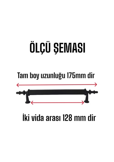 12 Adet Erciyes Kulp Siyah 128 Mm Kulp Mobilya Mutfak Dolabı Çekmece Dolap Kapak Kulpu Kulbu Metal Kulpları