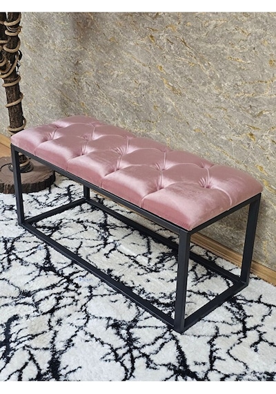 Siyah Boyalı Diktörtgen 100 Cm X 40 Cm Oturak Puf - Bench - Makya Çok Renkli