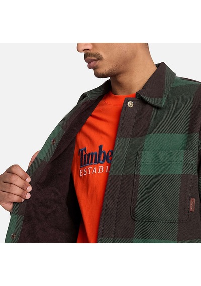 Timberland Fleece Lined Check Overshirt Erkek Gömlek-34629 Yeşil