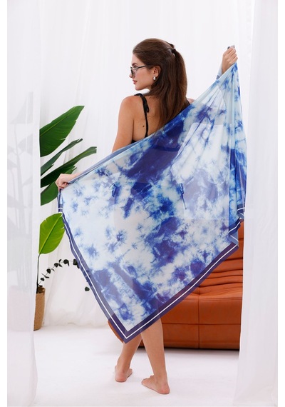 Tarzını Seç İç Gösterir Transparan Pareo - Gök Mavisi Model 150x95 Cm Çok Renkli