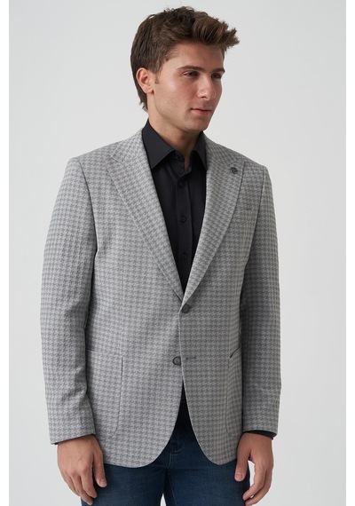 White Stone Albufeira 4014 Slim Fit 6 Drop Ceket Desenli DESENLİ