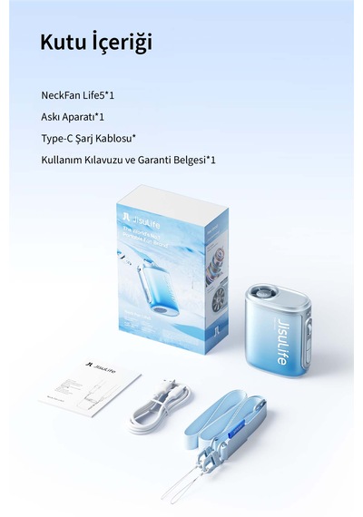 Jisulife Neckfan Life 5 Boyun Fanı & El Fanı & Bel Fanı 5000 Mah