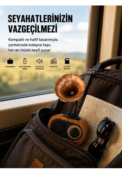 Mey İthalat Şarjlı Mini Retro Radyo Bluetooth Hoparlör Çoklu Bağlantı Seçenekli Yeni Nesil