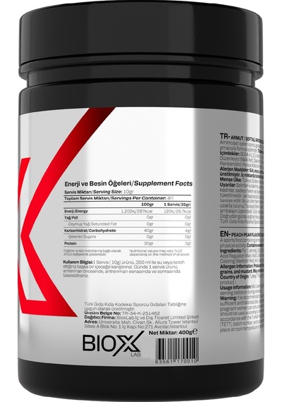Bcaa Şeftali & Armut Mix Aromalı - 400 Gr - 40 Servis Amino Asit