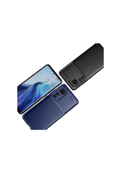 Xiaomi Mi 12 Kılıf Karbon Görünümlü Silikon Kamera Korumalı Üstün Koruma Pazarplus Siyah