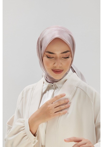 Silk Home Desenli Shiny Eşarp - 8647 - Pudra - Pudra