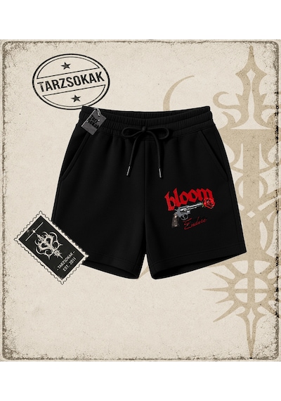 Tarzsokak Gotik & Grunge Streetwear Bloom Unisex Şort Siyah