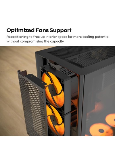 Hs02 Pro, Atx Mid-tower Pc Kasası, Oyun Bilgisayarı, Yüksek Hava Akışı, Ters Çevrilebilir Düzen, Sağlam Kavisli Temperli Cam Ön Panel, 5x Argb Pwm Fan Önceden Yüklenmiş, Gömme Tasarım, Aletsiz