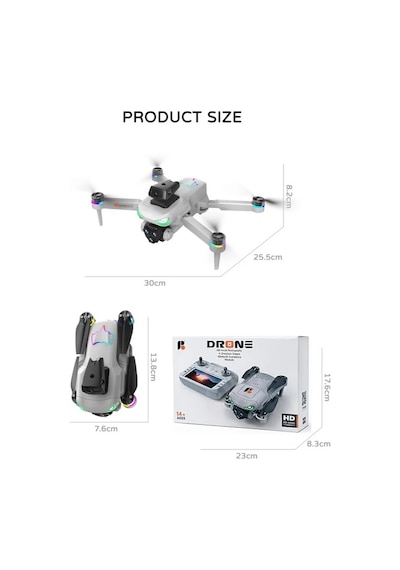 R08 Kumandadan Ekranlı Drone Çift Kamera Yedek Bataryalı App Kontrollü Quadcopter