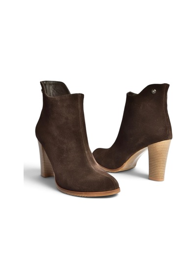 Fox Shoes Z654047961 Kahverengi Hakiki Deri Süet Kalın Topuklu Kadın Bot