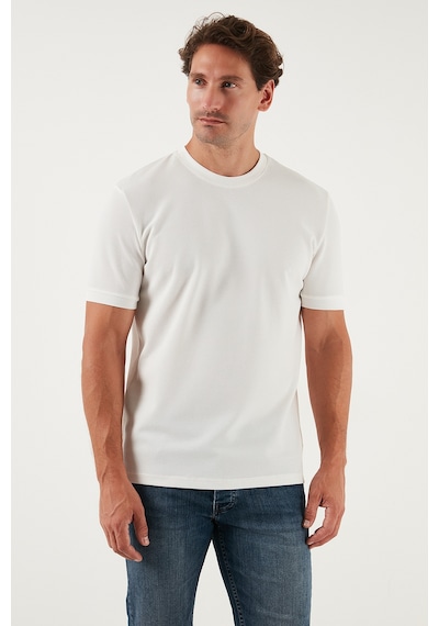 Buratti Streç Pamuklu Slim Fit Sıfır Yaka Erkek T Shirt 5902639 Ekru