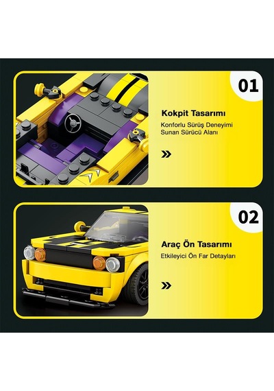 Reobrix Creator 796 Dodge Srt Hellcat Spor Araba Yaratıcı Yapı Blok Seti Building Blocks - 336 Parça