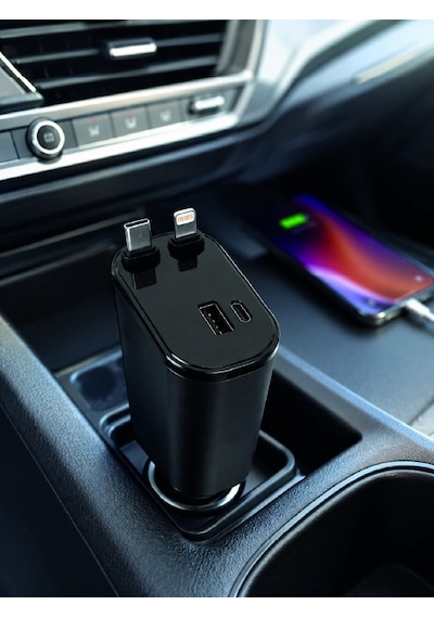 120w Hızlı Şarj Destekli 4'ü 1 Arada Araç Şarj Cihazı Type-c, Lightning, Usb Ve Usb-c Çıkışlı