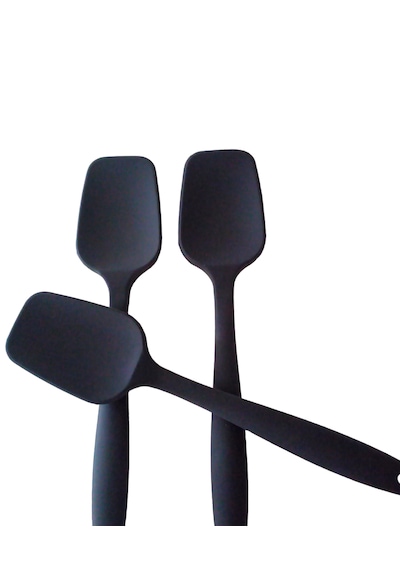 Pink Rose Antrasit Büyük Boy Düz Silikon Spatula Set 3 Adet