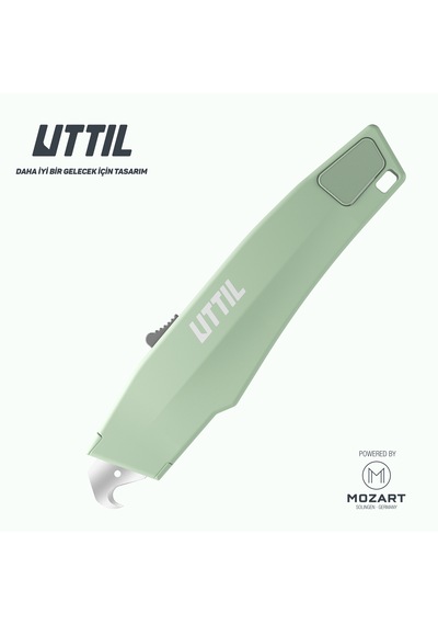 Uttıl Pruk06-h Otomatik Geri Çekmeli Kanca Bıçaklı Güvenlik Maket Bıçağı Güçlü Vidasız Gövde