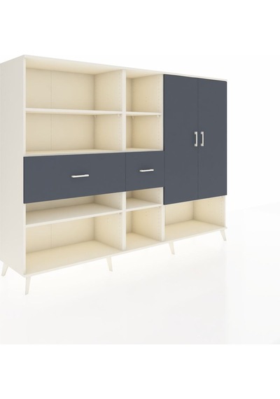 Hyperion Dolap 10 Raflı 2 Çekmeceli 2 Kapaklı 220x44x163 Aytaşı-a Aytaşı-antrasit