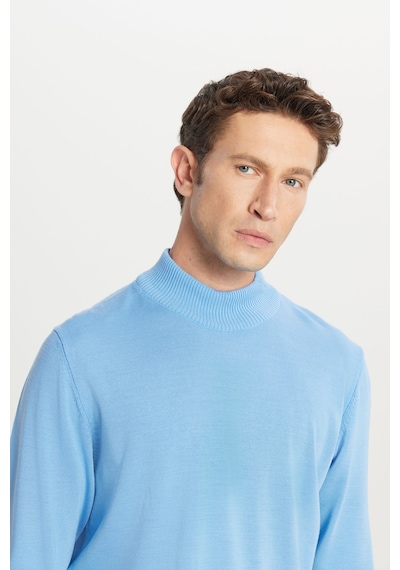 AC&Co / Altınyıldız Classics Erkek Acık Mavı Standart Fit Normal Kesim Yarım Balıkçı Yaka Triko Açık Mavi