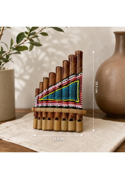 Pan Flüt 8 Li Bambu El Yapımı Otantik Müzik Aleti Dekoratif Üflemeli Çalgı