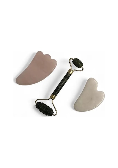 Yeşim Tırtıklı Roller Ve Gua Sha Masaj Taşı Premium Set