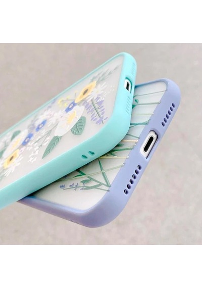 Apple iPhone Uyumlu iPhone 12 Pro 6.1inç Kamera Korumalı Çiçek Desenli Silikon Kılıf- 5775 Mor