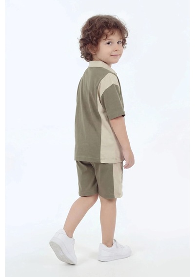Mnk Baby & Kids Erkek Çocuk %100 Panuk Baskılı Kısa Kollu Şortlu 2li Takım M00846 Yeşil