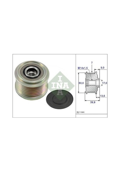 Ina 535021510 Alternatör Kasnağı Denso Tip 7 Kanal Hyundai H1 Kia Sorento 2.5 Crdı 021319340