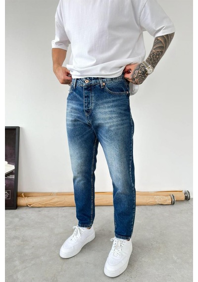 Koyu Mavi Soft Degrade Boyfriend Pantolon