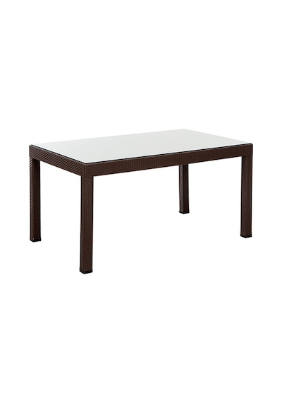 Rattan 90x150 Camlı Kahve Masa - Bahçe&balkon&teras Koyu kahverengi