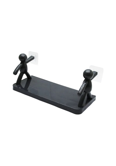 Baysa Siyah Rambo Süper Yapışkanlı Raf Banyo Ve Mutfak Raf 14x34cm Siyah