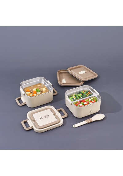 Aryıldız Bento Kare Beige Lunch Box 1400 Ml Bej