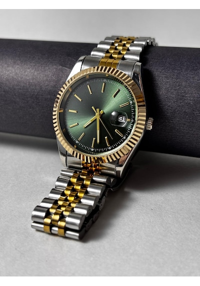 Yafani Gold Gümüş Kordon Erkek Kol Saati Yeşil