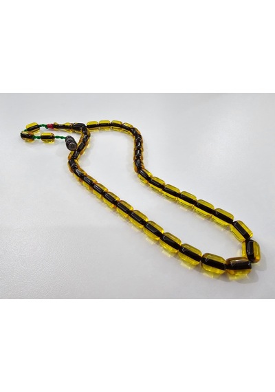 Zeyzun Usta İmzalı Sıkma Kehribar Tespih 9x12 Mm Kapsül Kesim