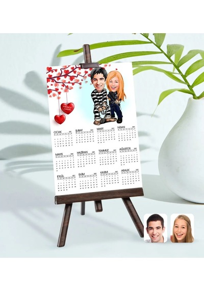 Bk Gift Kişiye Özel 15x21 Cm Fotoğraf Kartlı Sevgililer Karikatürlü Şövaleli 2023 Takvim -7