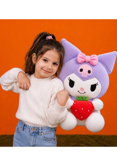 Yeni Seri Çilekli Kuromi Peluş Oyuncak 50cm - Hediyelik Oyuncak & Polly Toys Açık Mor