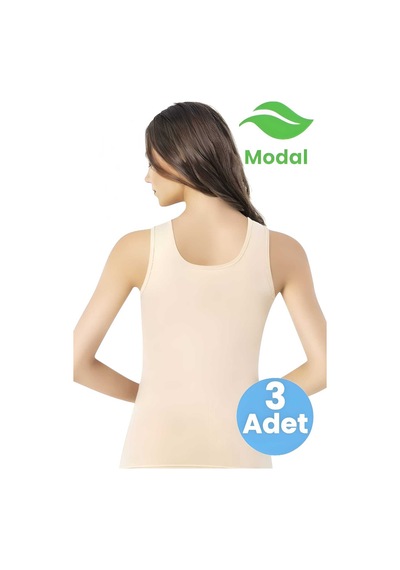 Tezzgelsin Kadın 3lü Geniş Askılı Modal Atlet Ten Rengi