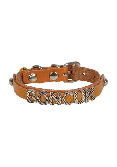 Cattie İsimlikli Deri Kedi Boyun Tasması S 1x18-22CM Camel