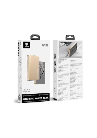 Lenyes Pw019d Pd 20w Ultra İnce Magsafe Wireless Powerbank 15w 5000mah Gold