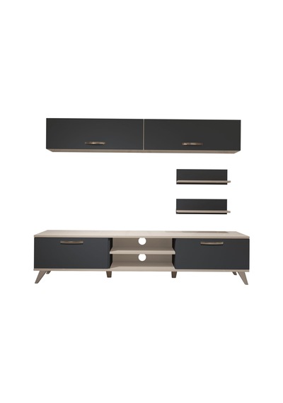 Decoraktiv Eko 5 Mdf Dvd Retro Tv Ünitesi Tv Sehpası Beyaz - Antrasit