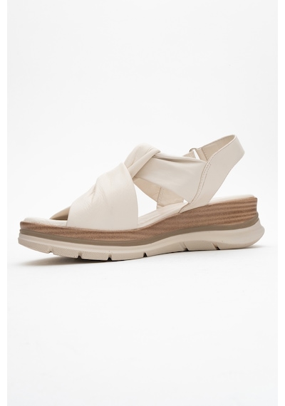 Luvishoes Oara Ekru Cilt Hakiki Deri Kadın Sandalet Ekru