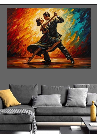 Ahşap Tablo Ateşler İçinde Dans Eden Çift